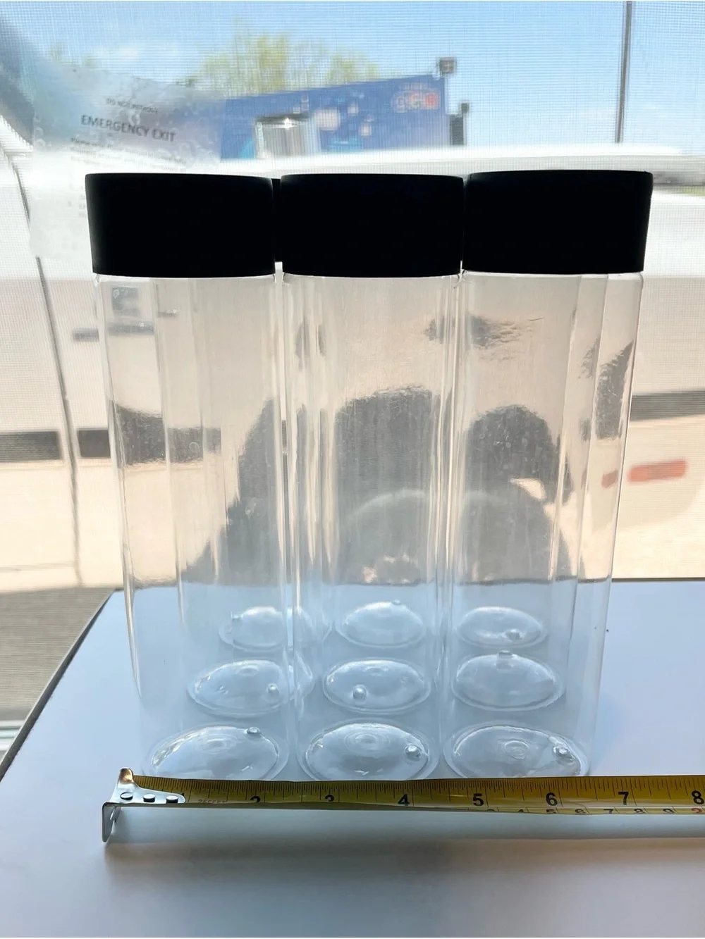 Clear Plastic Storage Jars with Black Lids - Set of 9